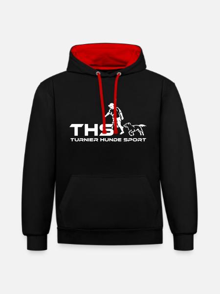 428 Turnierhundsport - Kontrast-Hoodie - Schwarz/Rot