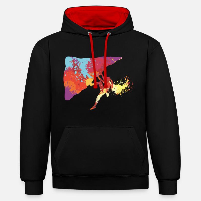 Grimpe maman - Sweat à capuche contrasté - noir/rouge