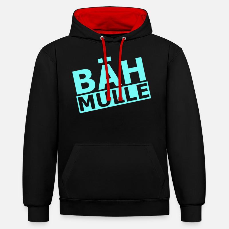 Bähmulle Bähmull Pleurer pleurer - Sweat à capuche contrasté - noir/rouge