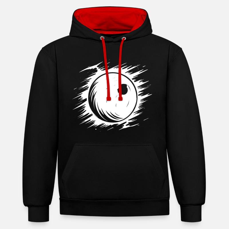 Dessin de boule de bowling - Sweat à capuche contrasté - noir/rouge