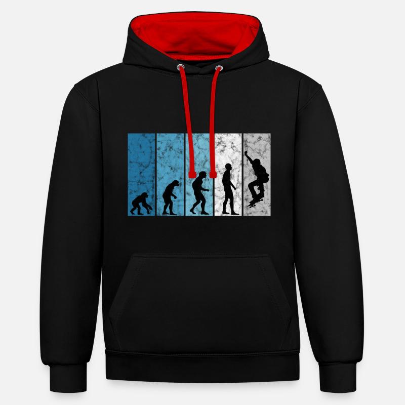 Evolution Skateboarder Skateboard Skater Skate - Sweat à capuche contrasté - noir/rouge