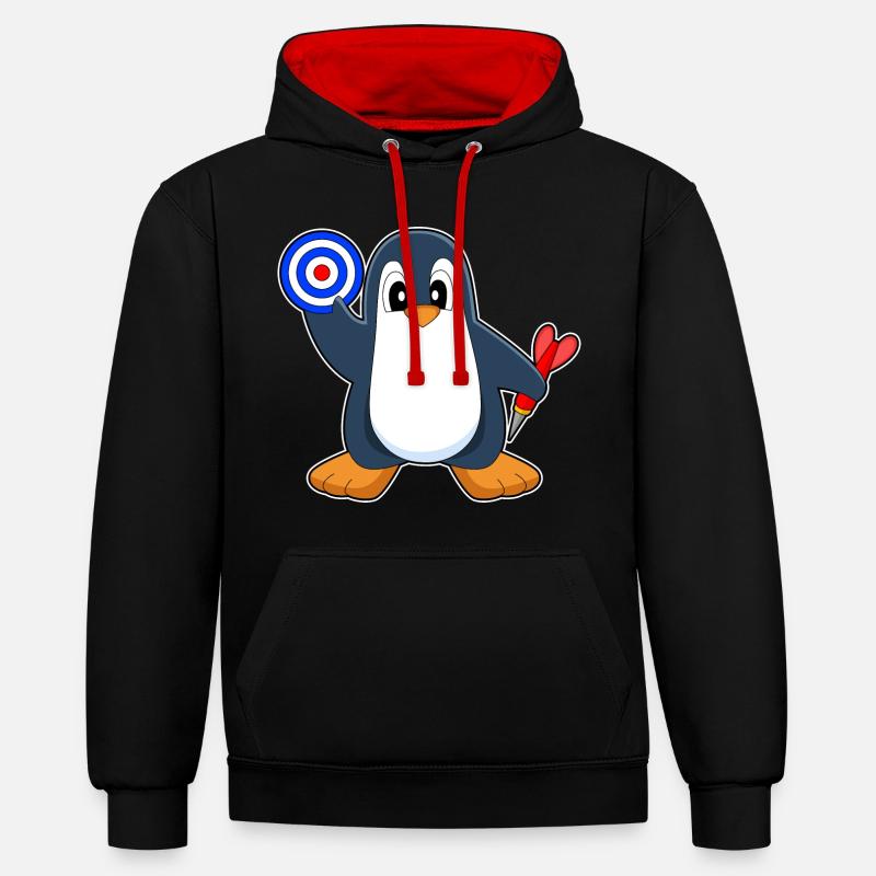 Cible de fléchettes Penguin Dart - Sweat à capuche contrasté - noir/rouge