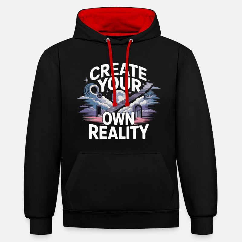 Façonner sa propre réalité - Sweat à capuche contrasté - noir/rouge