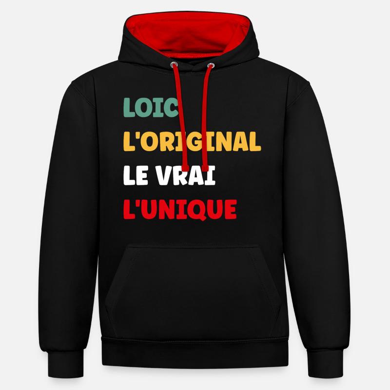 Super Loic - Sweat à capuche contrasté - noir/rouge