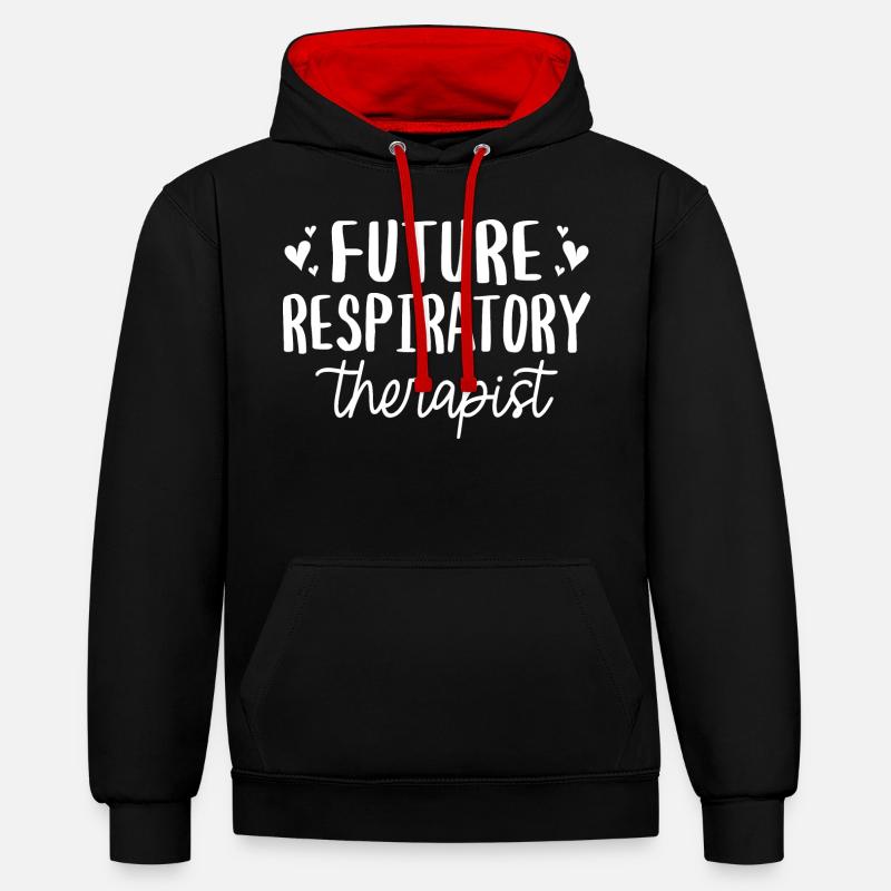 future respiratory therapist - Sweat à capuche contrasté - noir/rouge