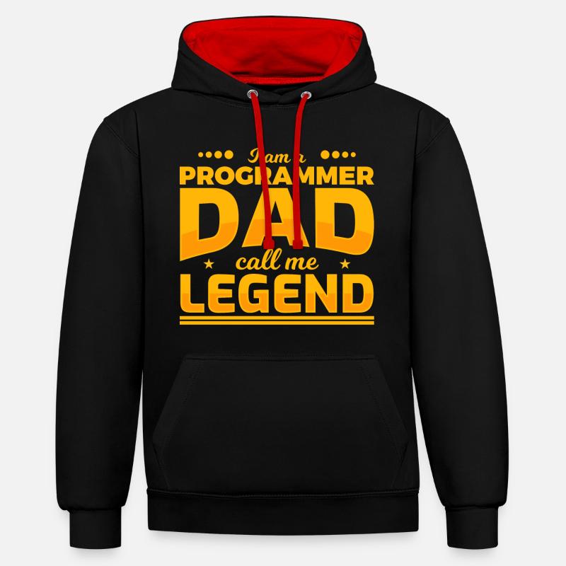 Père programmeur - Sweat à capuche contrasté - noir/rouge