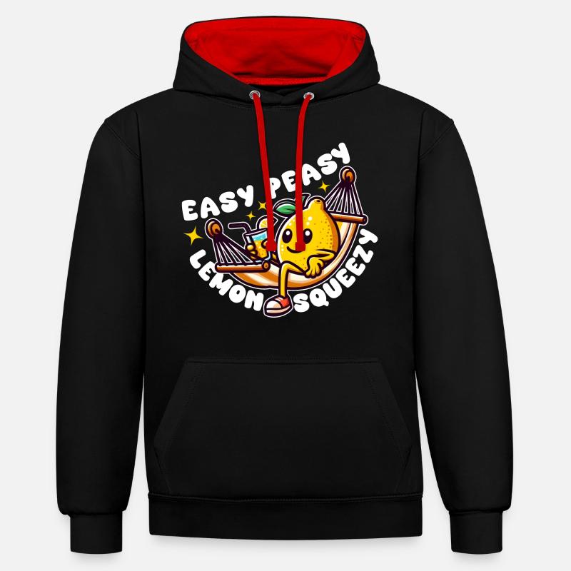 EASY PEASY LEMON SQUEEZY - Sweat à capuche contrasté - noir/rouge