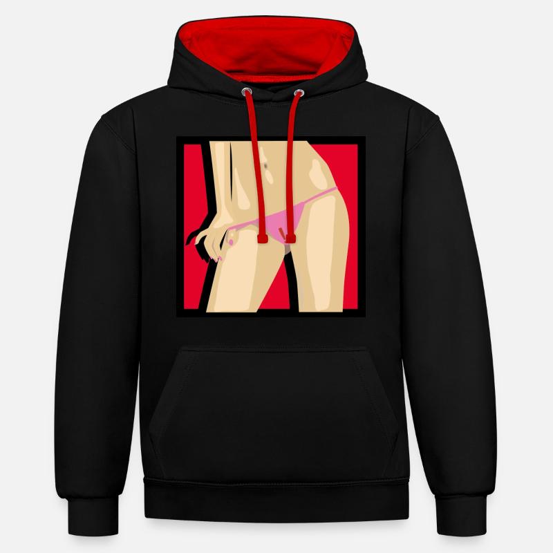 String ! - Sweat à capuche contrasté - noir/rouge