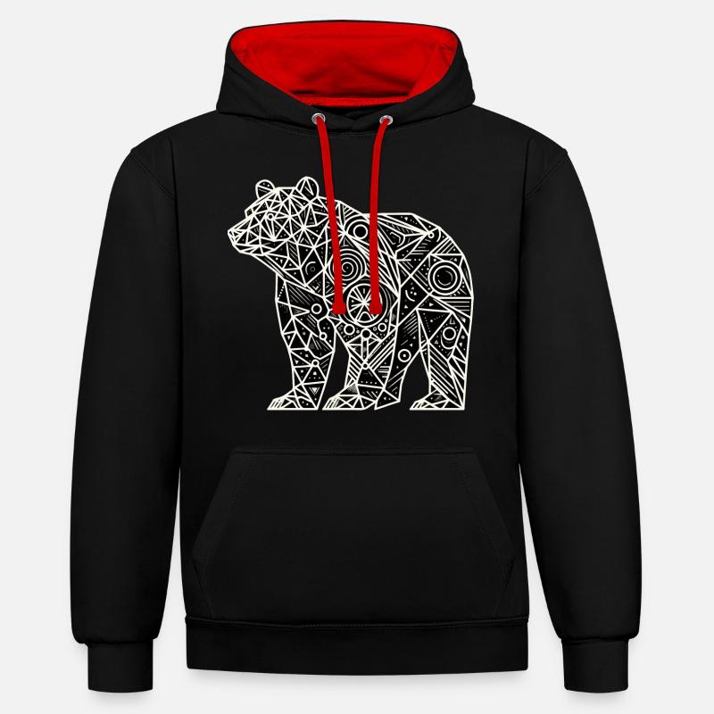 Polygone d’ours - Sweat à capuche contrasté - noir/rouge