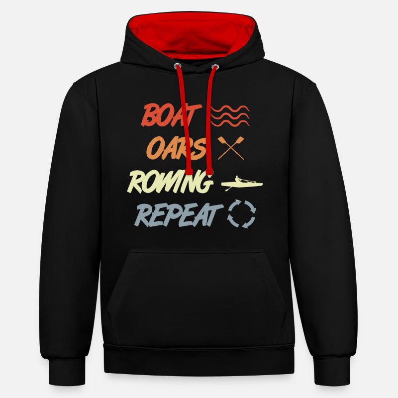 Bateau Rames Aviron Répéter - Sweat à capuche contrasté - noir/rouge