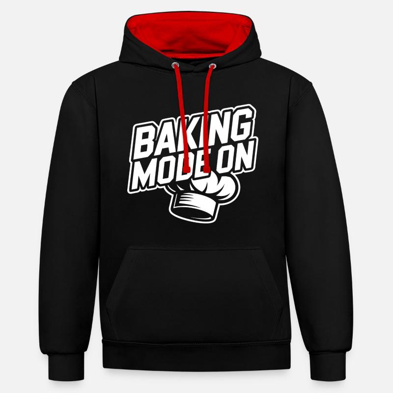 Backmodus Aktiv – Bäcker Stil - Kontrast-Hoodie - Schwarz/Rot