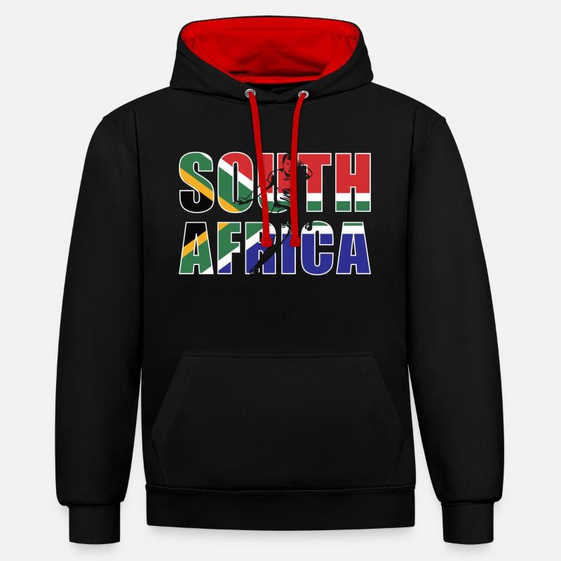 Afrique du Sud Rugby - Sweat à capuche contrasté - noir/rouge