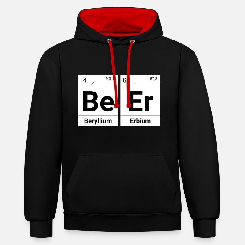 Bier Periodensystem Elemente - Kontrast-Hoodie - Schwarz/Rot