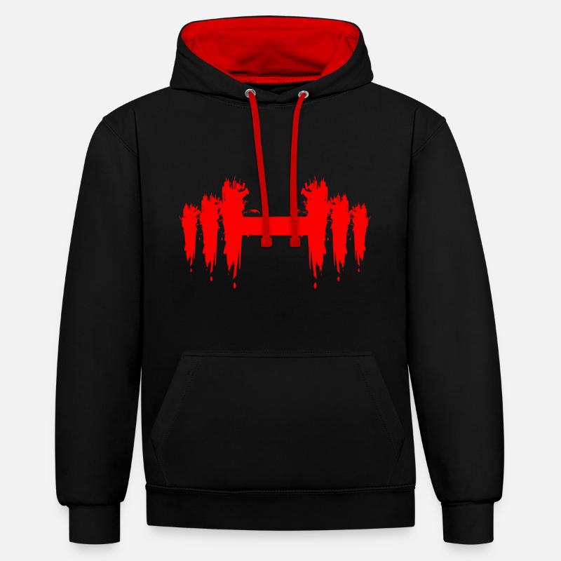 Haltères Design Haltères Courtes Rouge - Sweat à capuche contrasté - noir/rouge