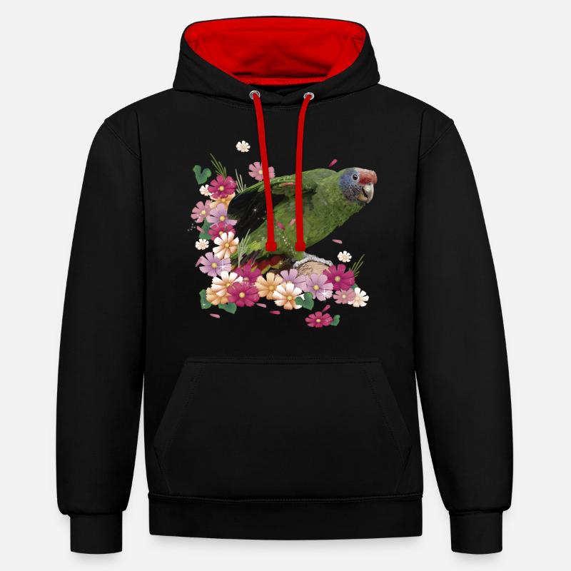 Le perroquet à queue rousse - Sweat à capuche contrasté - noir/rouge