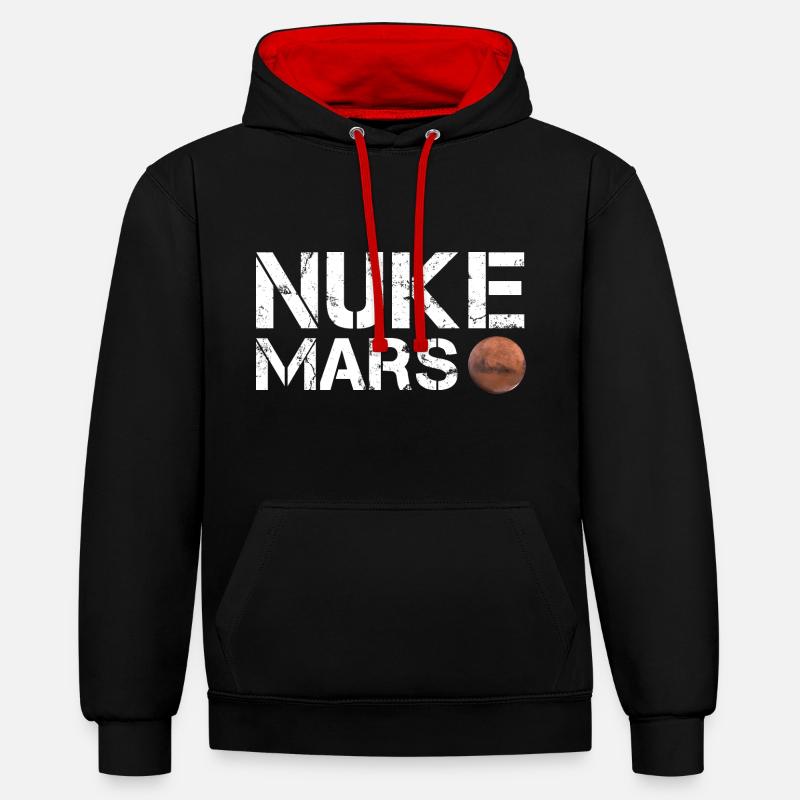 Nuke Mars - Kontrast-Hoodie - Schwarz/Rot