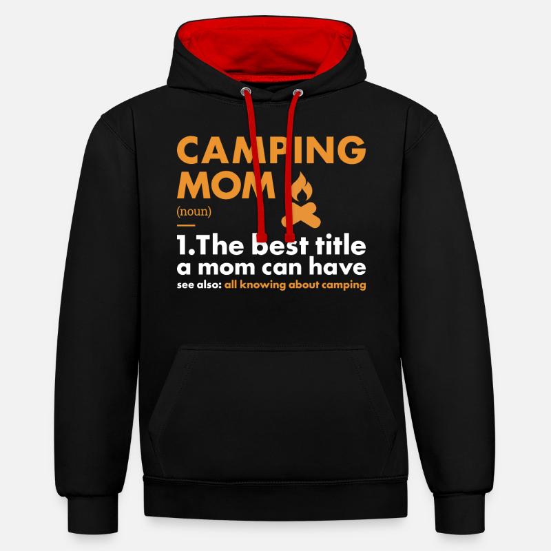Camper Mom Définition Camping - Sweat à capuche contrasté - noir/rouge