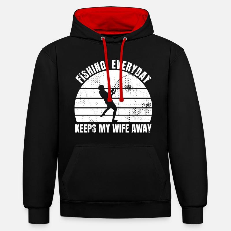 Blague du pêcheur - Sweat à capuche contrasté - noir/rouge