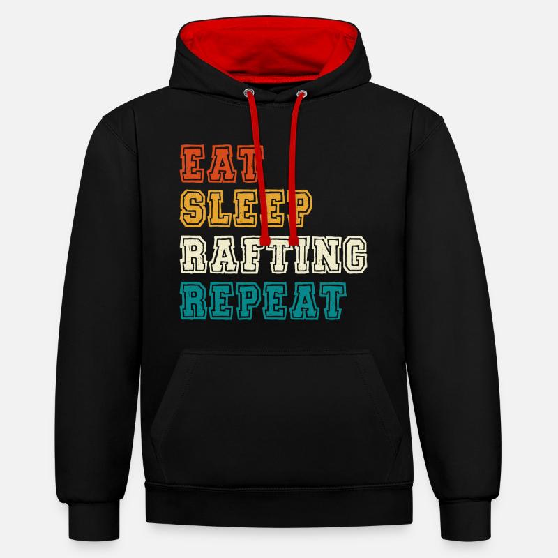 Manger dormir Rafting Répéter - Sweat à capuche contrasté - noir/rouge