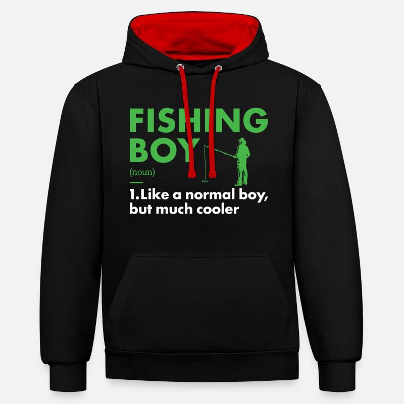 Fisher Boy Définition Pêche - Sweat à capuche contrasté - noir/rouge