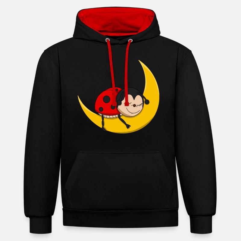 Coccinelle - Bonne nuit - Sweat à capuche contrasté - noir/rouge