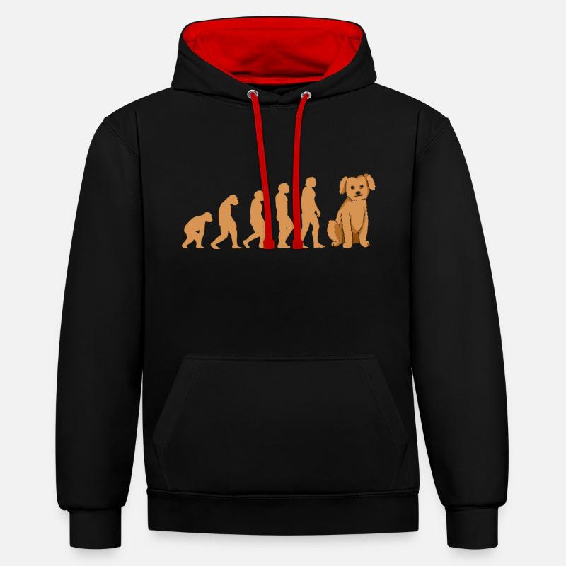 Caniche Evolution - Sweat à capuche contrasté - noir/rouge