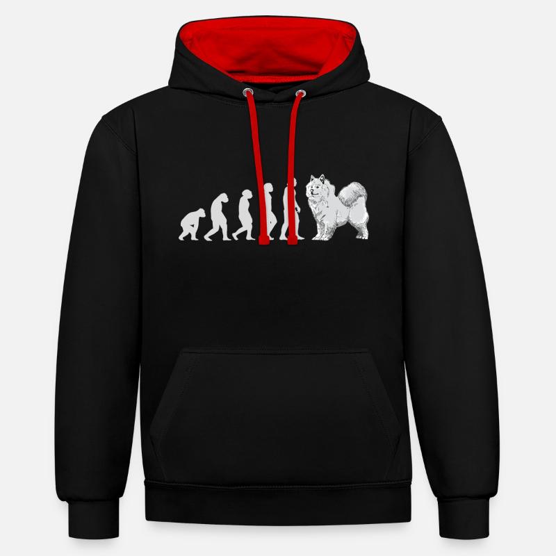 Évolution Samoyède - Sweat à capuche contrasté - noir/rouge