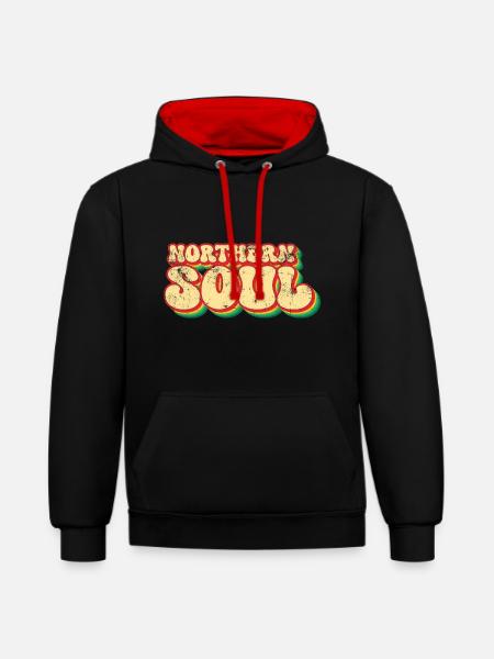 Northern Soul Retro - Kontrast-Hoodie - Schwarz/Rot