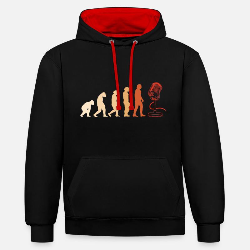Singer Evolution Singing - Kontrast-Hoodie - Schwarz/Rot