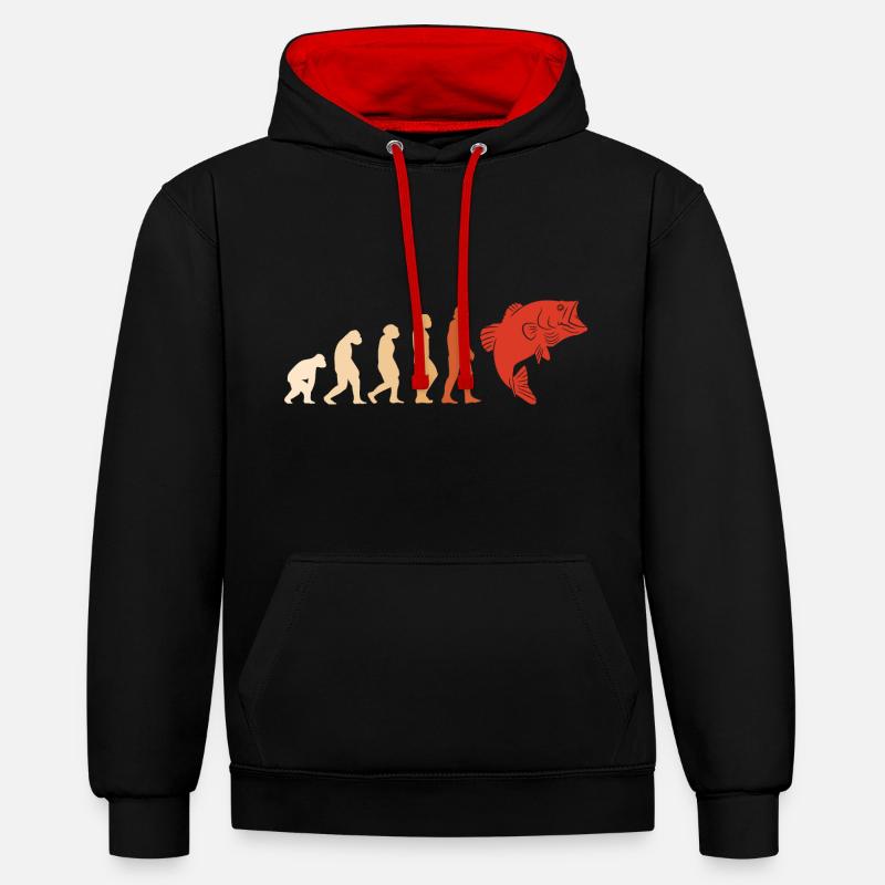 Fisher Evolution Pêche - Sweat à capuche contrasté - noir/rouge