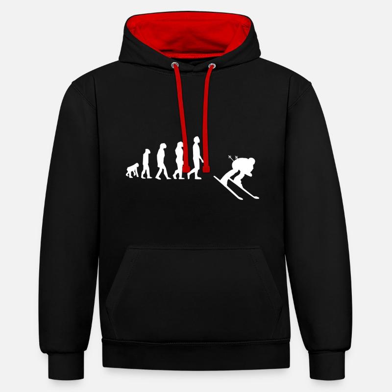 Ski évolution - Sweat à capuche contrasté - noir/rouge