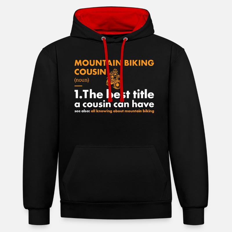 Biker Cousin Définition VTT - Sweat à capuche contrasté - noir/rouge