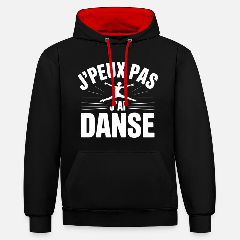 J'Peux Pas J'Ai Danse - Sweat à capuche contrasté - noir/rouge