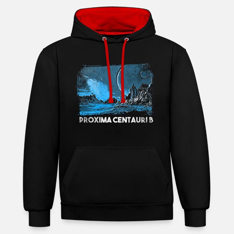 Exoplanet Proxima Centauri b - Kontrast-Hoodie - Schwarz/Rot