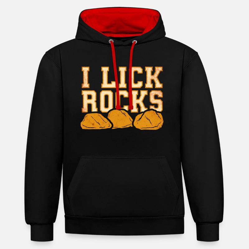 Je lèche des pierres - Géologue - Sweat à capuche contrasté - noir/rouge