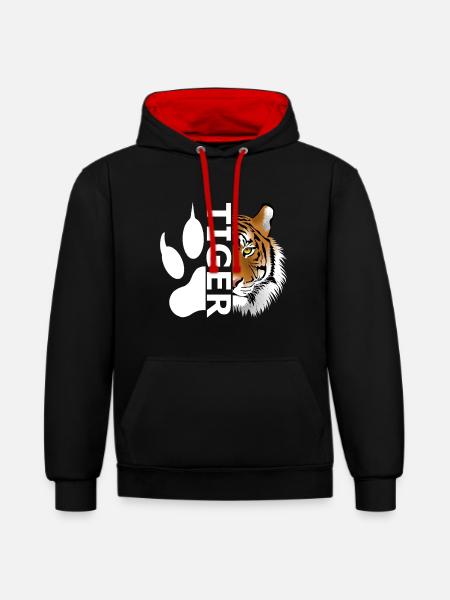 Tiger - Contrast hoodie - black/red