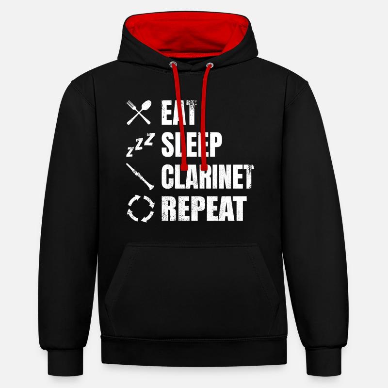 Routine clarinette - Sweat à capuche contrasté - noir/rouge