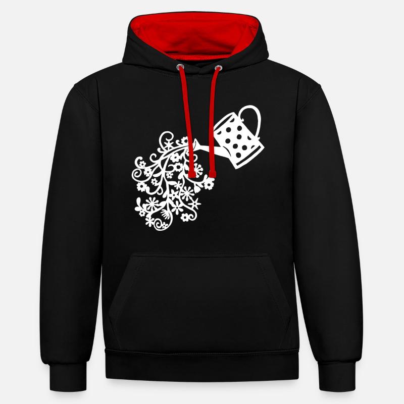 Le retour du printemps (blanc) - Sweat à capuche contrasté - noir/rouge