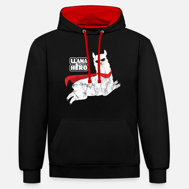 Super Lama - Sweat à capuche contrasté - noir/rouge