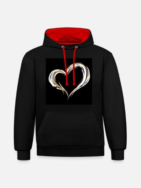 Coeur - Sweat à capuche contrasté - noir/rouge