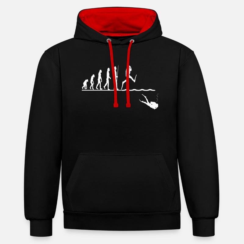 Evolution Plongée Plongée - Sweat à capuche contrasté - noir/rouge