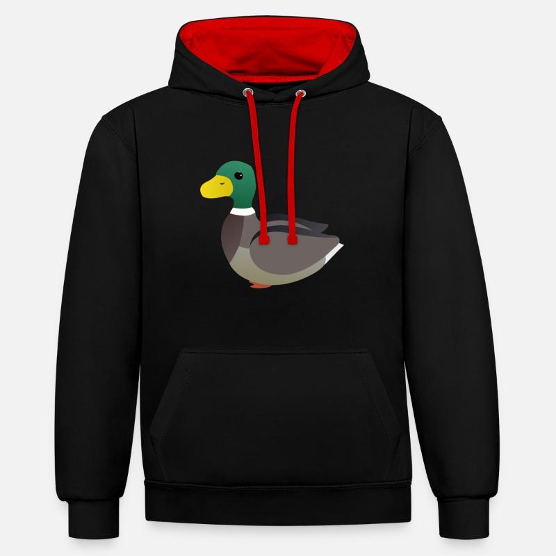 Enfants mignons de canard - Sweat à capuche contrasté - noir/rouge