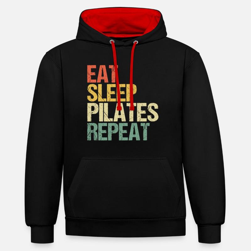 Pilates Eat Sleep Repea Retro - Sweat à capuche contrasté - noir/rouge