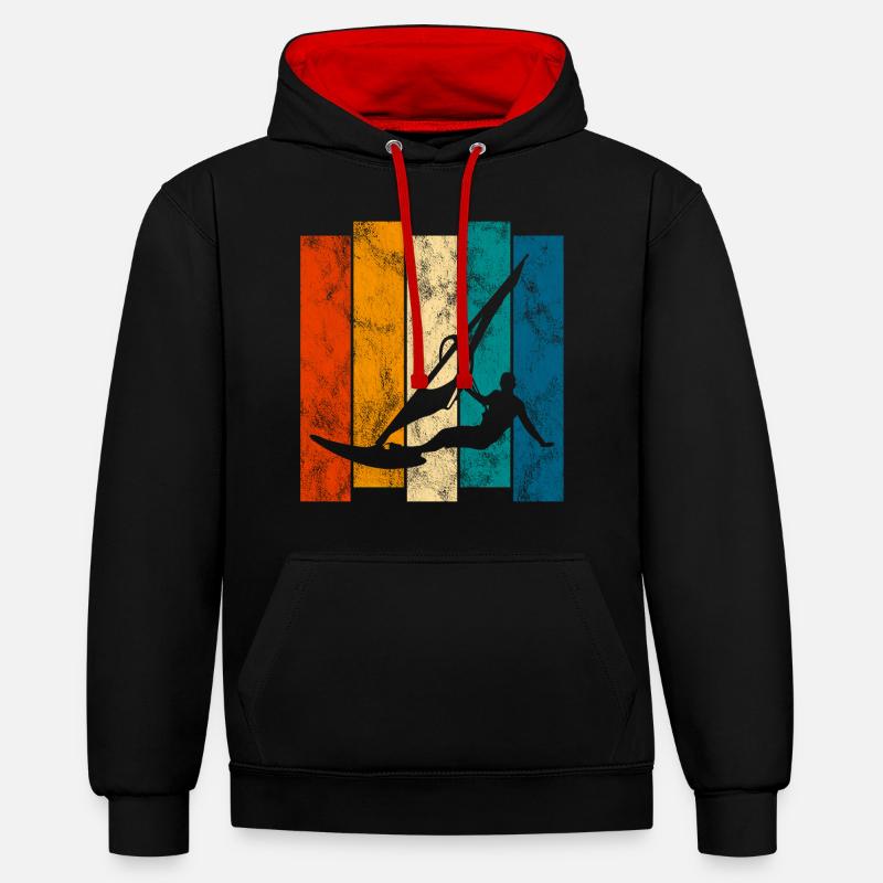 Windsurffer Retro Windsurfer Surf - Sweat à capuche contrasté - noir/rouge