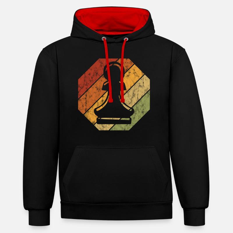Échecs échecs Rétro Schachmatt - Sweat à capuche contrasté - noir/rouge
