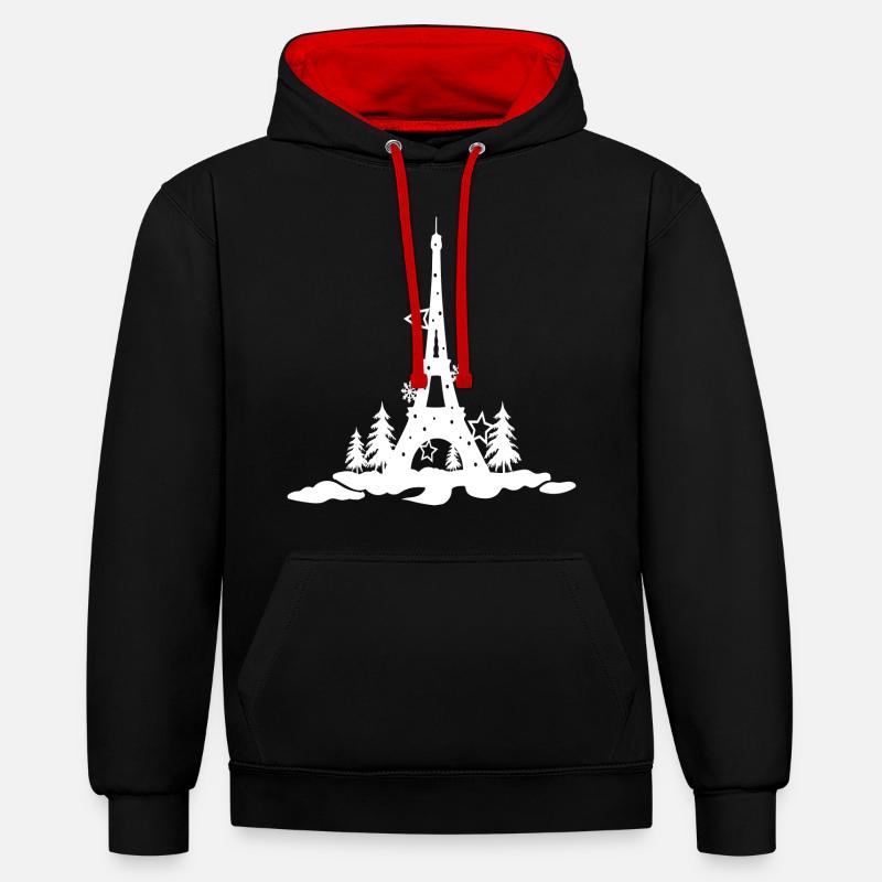 WEIHNACHTEN EIFFEL TOUR 2,Eiffelturm paris - Kontrast-Hoodie - Schwarz/Rot