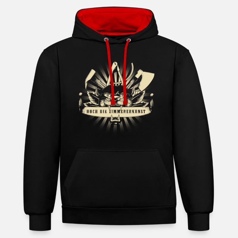 Signe de guilde Zimmermann - Sweat à capuche contrasté - noir/rouge