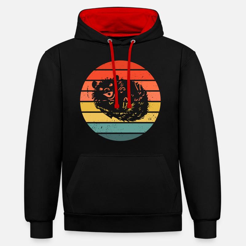 Hedgie Retro Sunset Hérisson - Sweat à capuche contrasté - noir/rouge