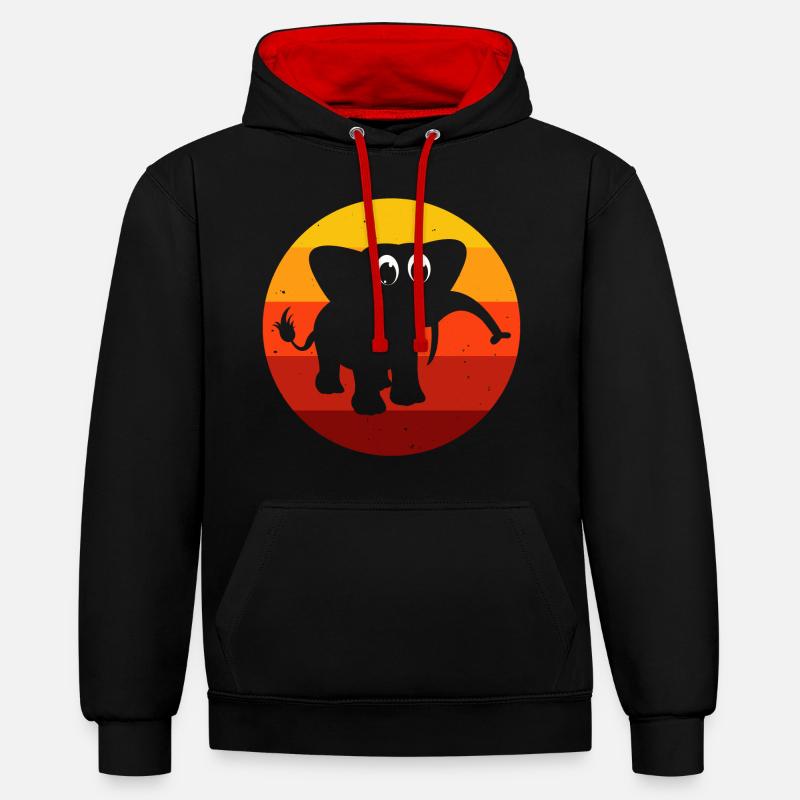 Eléphant éléphant pour enfants - Sweat à capuche contrasté - noir/rouge