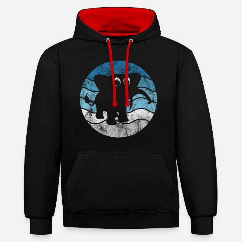 Éléphant Éléphant pour enfants - Sweat à capuche contrasté - noir/rouge